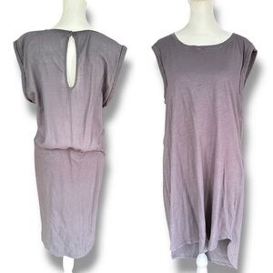 Michael Stars Gray Cotton Rolled Shoulder Sleeveless Shift Mini Dress | Large